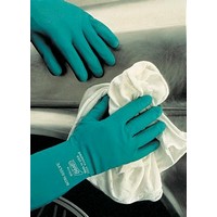 SHOWA Best Glove 717-08 SHOWA Best Glove Size 8 Green Nitri-Solve 13" Unlined 11 mil Unsupported Nitrile Gloves With Bisque Fini